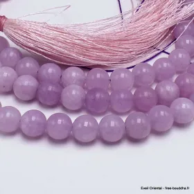 Mala tibétain en Kunzite mauve 108 perles - Mala tibétain 108 perles