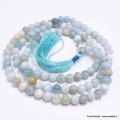 Mala de prières bouddhiste en Aigue-marine Mala tibétain 108 perles MADP32