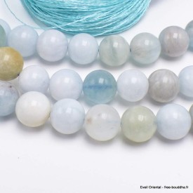 Mala de prières bouddhiste en Aigue-marine Mala tibétain 108 perles MADP32