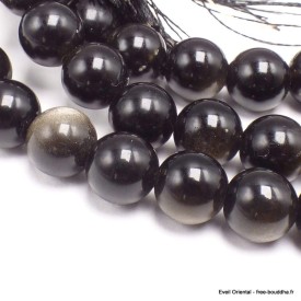 Mala tibétain de méditation en Obsidienne dorée Mala tibétain 108 perles MADP36