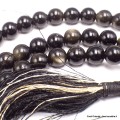 Mala tibétain de méditation en Obsidienne dorée Mala tibétain 108 perles MADP36