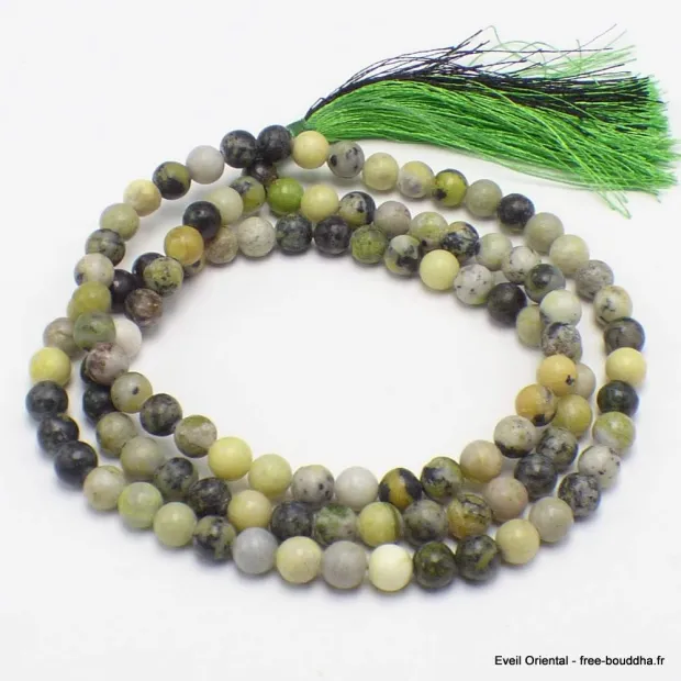 Mala tibétain Authentique pierre Serpentine - Mala tibétain 108 perles