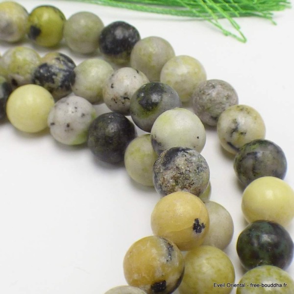 Mala tibétain Authentique pierre Serpentine Mala tibétain 108 perles MADP41