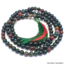 Mala tibétain en Jaspe Sanguin 108 perles - Mala tibétain 108 perles