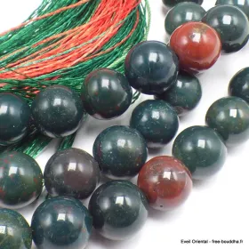 Mala tibétain en Jaspe Sanguin 108 perles - Mala tibétain 108 perles