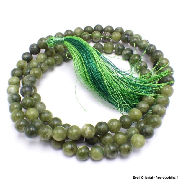 Mala tibétain Authentique pierre Chrysoprase Mala tibétain 108 perles MADP43