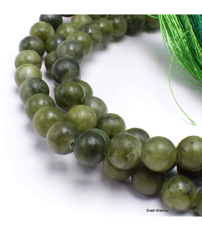 Mala tibétain Authentique pierre Chrysoprase Mala tibétain 108 perles MADP43