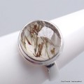 Bague ronde en Quartz rutile tourmaline taille 59 Bagues pierres naturelles CWA127.5