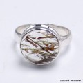 Bague ronde en Quartz rutile tourmaline taille 59 Bagues pierres naturelles CWA127.5