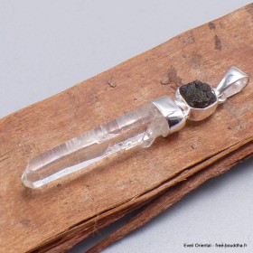 Pendentif Quartz Lémurien et Moldavite Pendentifs pierres naturelles BK86.5