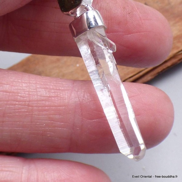 Pendentif Quartz Lémurien et Moldavite Pendentifs pierres naturelles BK86.5