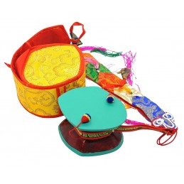 Instrument de musique DAMARU tibétain 11 cm Objets rituels bouddhistes DAMA11