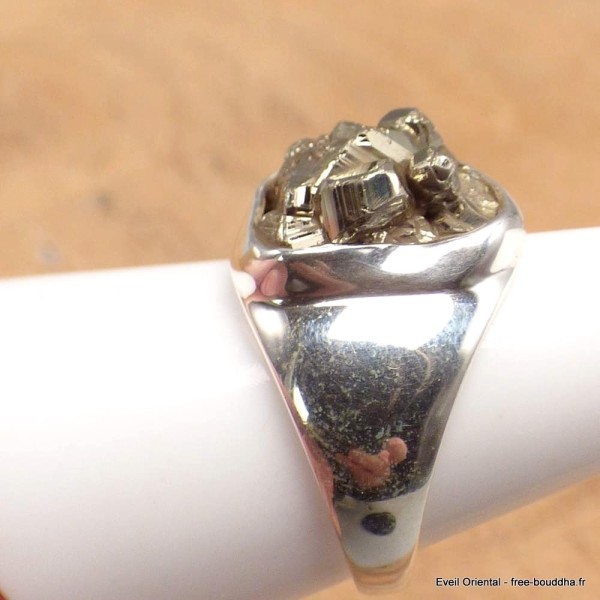 Chevalière argent Pyrite dorée taille 55 Bijoux en Pyrite YM30.16