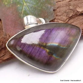 Labradorite pourpre pendentif argent triangulaire - Bijoux en Labradorite