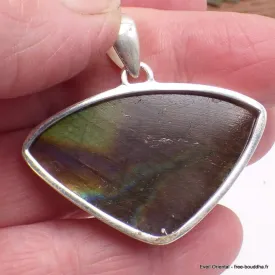Labradorite pourpre pendentif argent triangulaire - Bijoux en Labradorite
