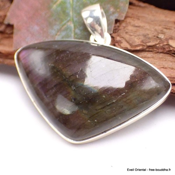 Labradorite pourpre pendentif argent triangulaire Bijoux en Labradorite TUV73.1