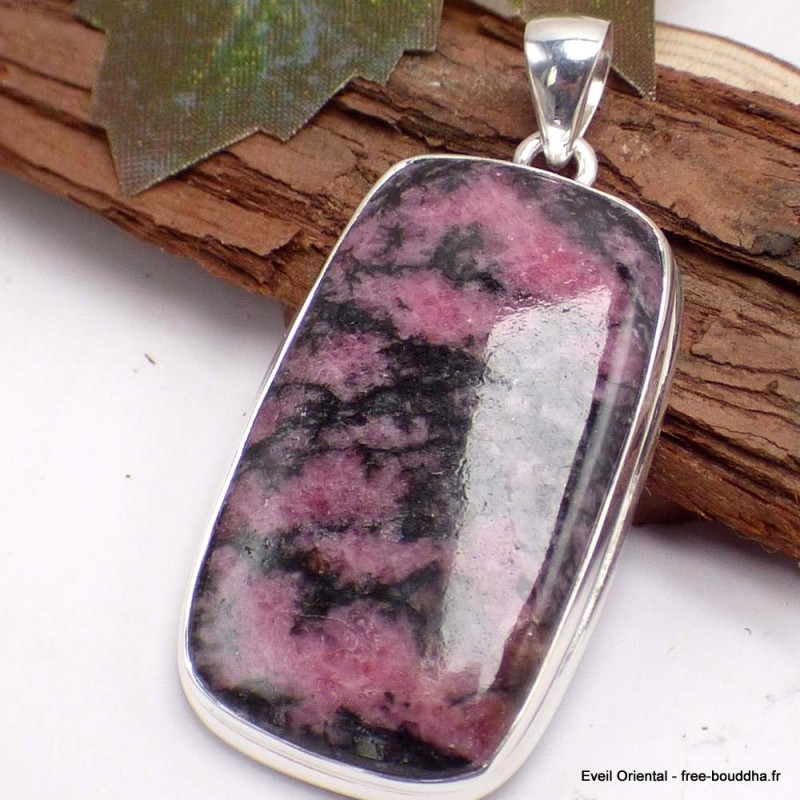 Grand pendentif rectangulaire en Rhodonite Pendentifs pierres naturelles TUV8.3