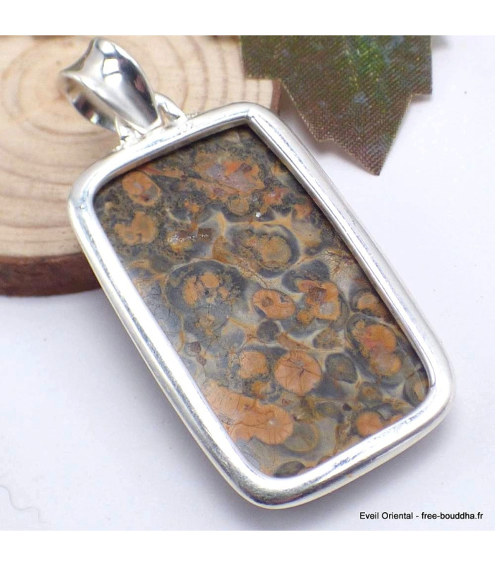 Pendentif Jaspe Léopard rectangulaire Pendentifs pierres naturelles TUV7