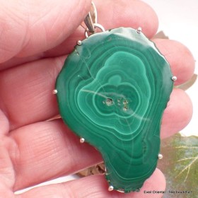 Grand pendentif en Malachite tranche Bijoux en Malachite TUV21.2