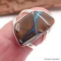 Bague Opale Boulder marron bleu T 53 - Bagues pierres naturelles