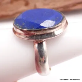 Bague ovale Lapis Lazuli facetté T 52 - Bagues pierres naturelles