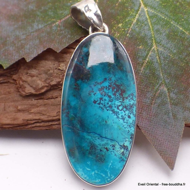 Pendentif goutte en Shattuckite détail bélière 