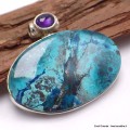 Pendentif Shattuckite et Améthyste cabochon Pendentifs pierres naturelles CWA73.11