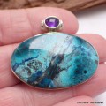 Pendentif Shattuckite et Améthyste cabochon Pendentifs pierres naturelles CWA73.11