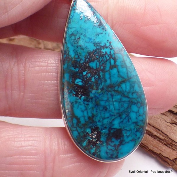 Pendentif Shattuckite goutte bélière ajourée Pendentifs pierres naturelles CWA73.12