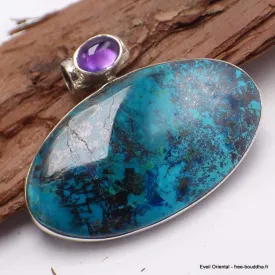 Pendentif design Shattuckite Améthyste cabochon - Pendentifs pierres naturelles