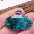 Pendentif design Shattuckite Améthyste cabochon - Pendentifs pierres naturelles