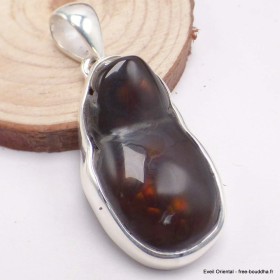 Pendentif Agate de Feu serti griffes 