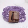 Bracelet Bois et Perles Améthyste - Bracelet baroque en Pierre Naturelle