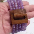 Bracelet Bois et Perles Améthyste - Bracelet baroque en Pierre Naturelle