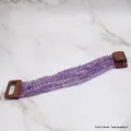 Bracelet Bois et Perles Améthyste - Bracelet baroque en Pierre Naturelle