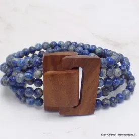 Bracelet Bois et Perles de Lapis Lazuli - Bracelet baroque en Pierre Naturelle