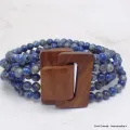 Bracelet Bois et Perles de Lapis Lazuli - Bracelet baroque en Pierre Naturelle