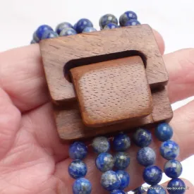 Bracelet Bois et Perles de Lapis Lazuli - Bracelet baroque en Pierre Naturelle