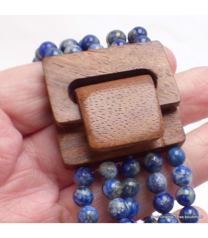 Bracelet Bois et Perles de Lapis Lazuli Bracelet baroque en Pierre BBP2
