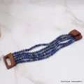 Bracelet Bois et Perles de Lapis Lazuli - Bracelet baroque en Pierre Naturelle