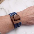 Bracelet Bois et Perles de Lapis Lazuli Bracelet baroque en Pierre BBP2