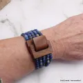 Bracelet Bois et Perles de Lapis Lazuli - Bracelet baroque en Pierre Naturelle