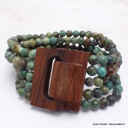 Bracelet Bois et  Perles de Turquoise Africaine 