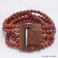 Bracelet Bois et Perles de Jaspe Rouge Bracelet baroque en Pierre BBP4
