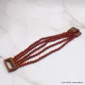 Bracelet Bois et Perles de Jaspe Rouge - Bracelet baroque en Pierre Naturelle