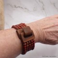 Bracelet Bois et Perles de Jaspe Rouge Bracelet baroque en Pierre BBP4