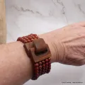 Bracelet Bois et Perles de Jaspe Rouge - Bracelet baroque en Pierre Naturelle