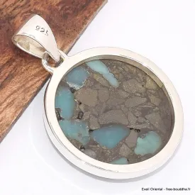 Pendentif bijou en Turquoise mohave sur Pyrite - Bijoux en Turquoise