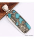 Pendentif rectangulaire en Turquoise mohave sur Pyrite Bijoux en Turquoise BK72.6