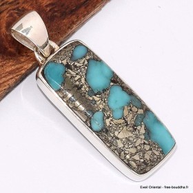 Pendentif rectangulaire en Turquoise mohave sur Pyrite 